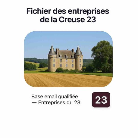 Base Email Entreprise 23 La Creuse - Fichiers email d'entreprises par département