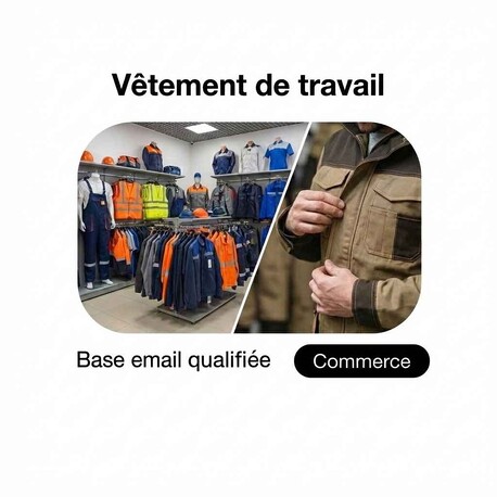 Fichier emails Magasins vêtements de Travail - Fichier email Commerce de détails