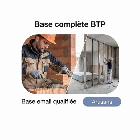 Fichier email complet Bâtiment BTP - Fichier email Immobilier - BTP